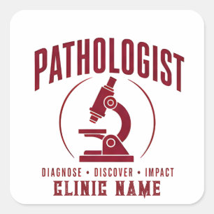 Pegatina Cuadrada Diseño Médico de Laboratorio de Patólogo
