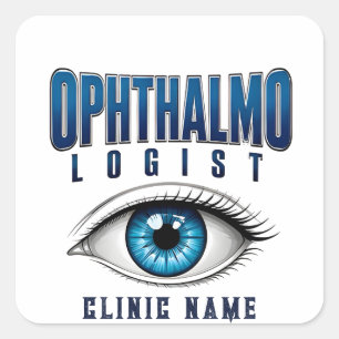 Pegatina Cuadrada Diseño Médico de Ojos de Oftalmólogo
