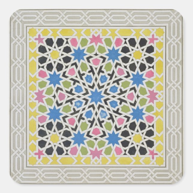 Pegatina Cuadrada Diseño mosaico de la Alhambra, de 'The Arabian (Anverso)