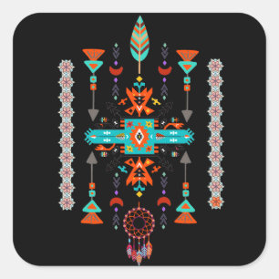 Pegatina Cuadrada diseño nativo