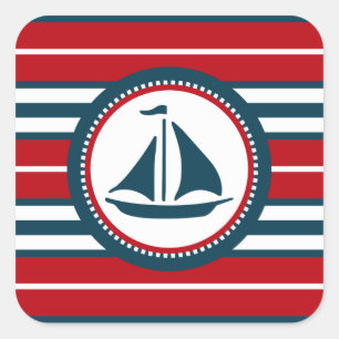 Pegatina Cuadrada Diseño náutico
