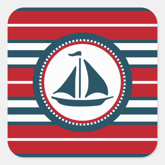 Pegatina Cuadrada Diseño náutico (Anverso)
