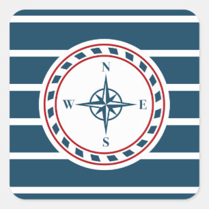 Pegatina Cuadrada Diseño náutico