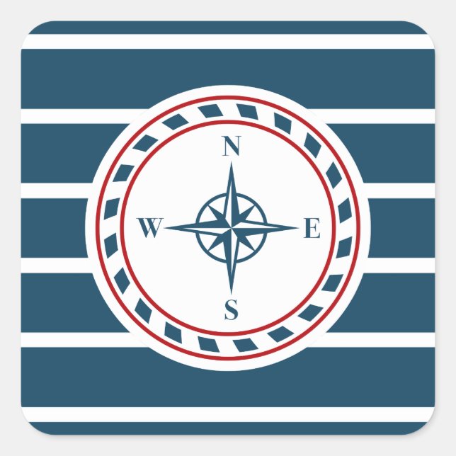 Pegatina Cuadrada Diseño náutico (Anverso)