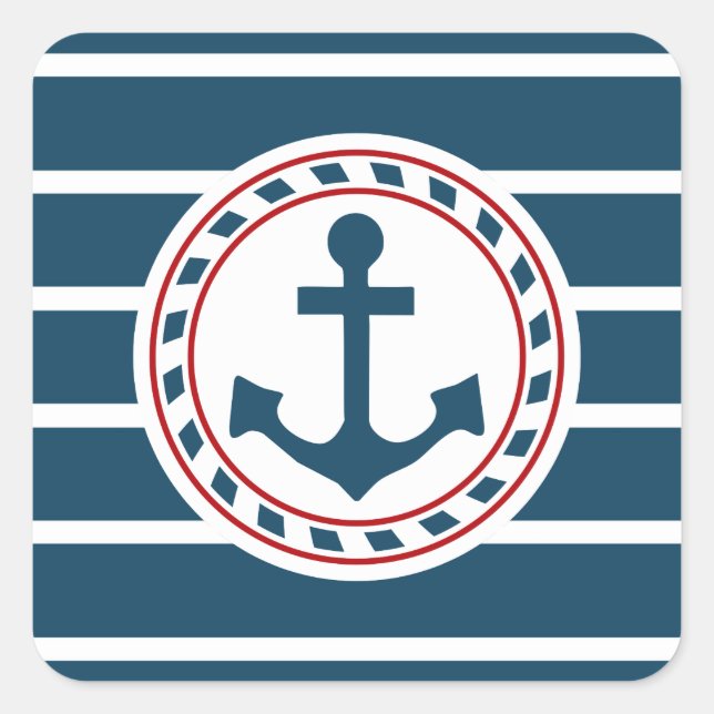 Pegatina Cuadrada Diseño náutico (Anverso)