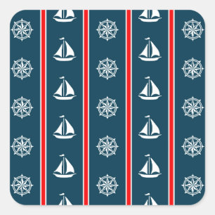 Pegatina Cuadrada Diseño náutico