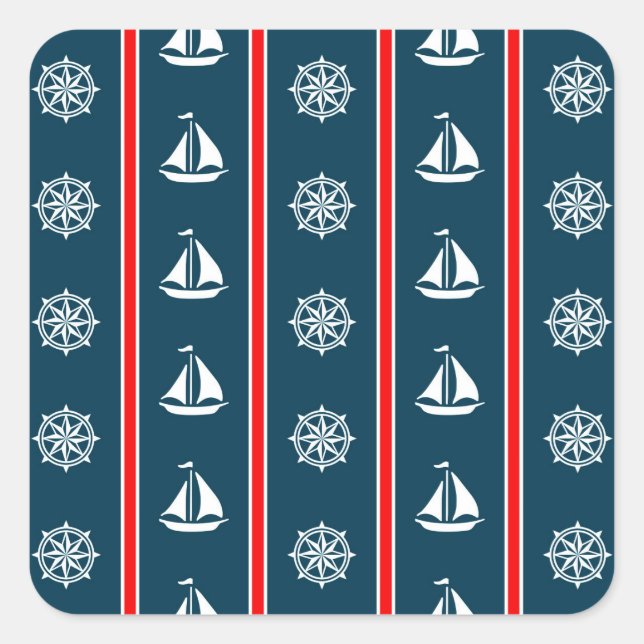Pegatina Cuadrada Diseño náutico (Anverso)
