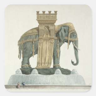 Pegatina Cuadrada Diseño para la fuente del elefante