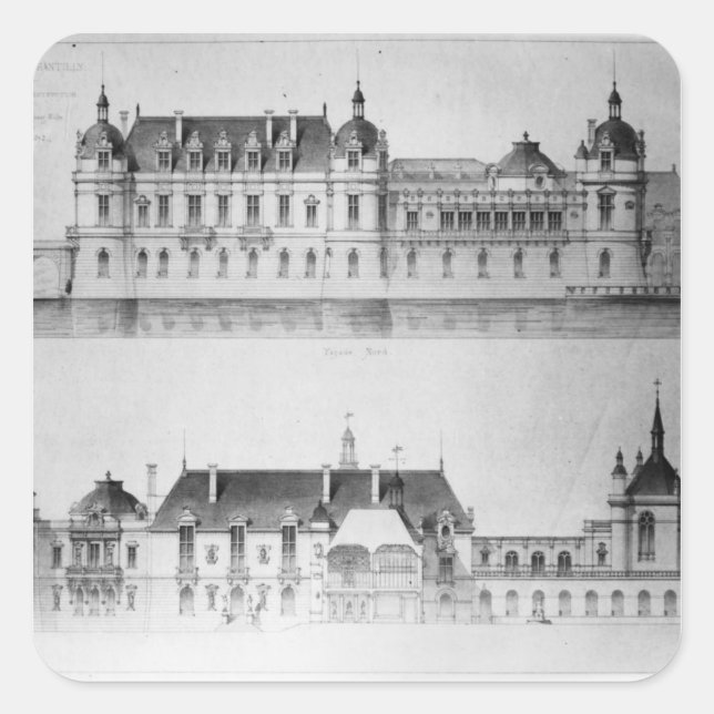 Pegatina Cuadrada Diseño para la reconstrucción de la fachada norte (Anverso)