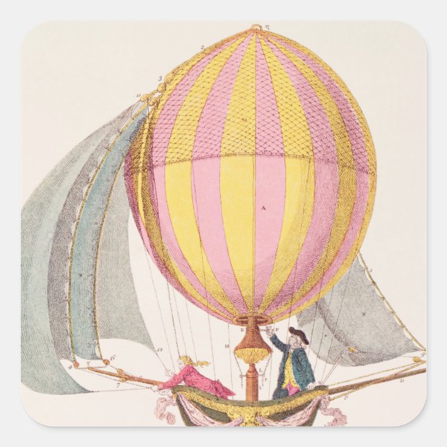 Pegatina Cuadrada Diseño para un dirigible, francés, c.1785 (Anverso)
