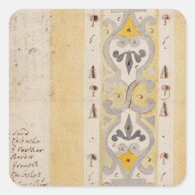 Pegatina Cuadrada Diseño para un jardín Knot, Bush Hill, cerca de Ed (Anverso)