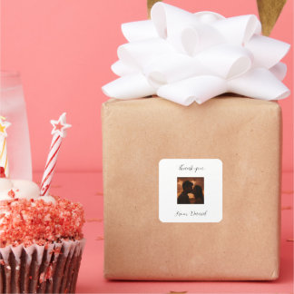 Pegatina Cuadrada Diseño personalizado con foto y fecha