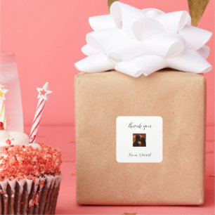 Pegatina Cuadrada Diseño personalizado con foto y fecha