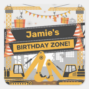 Pegatina Cuadrada Diseño personalizado de zona de cumpleaños de cons