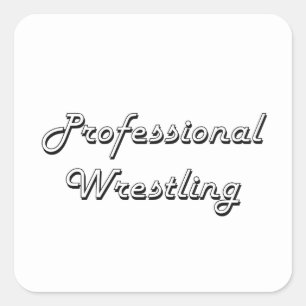 Pegatina Cuadrada Diseño retro clásico de lucha libre profesional