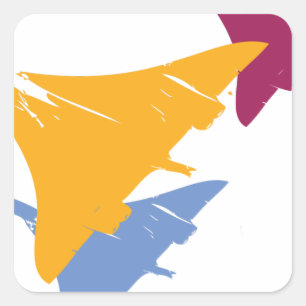 Pegatina Cuadrada Diseño retro del vuelo de la aviación del