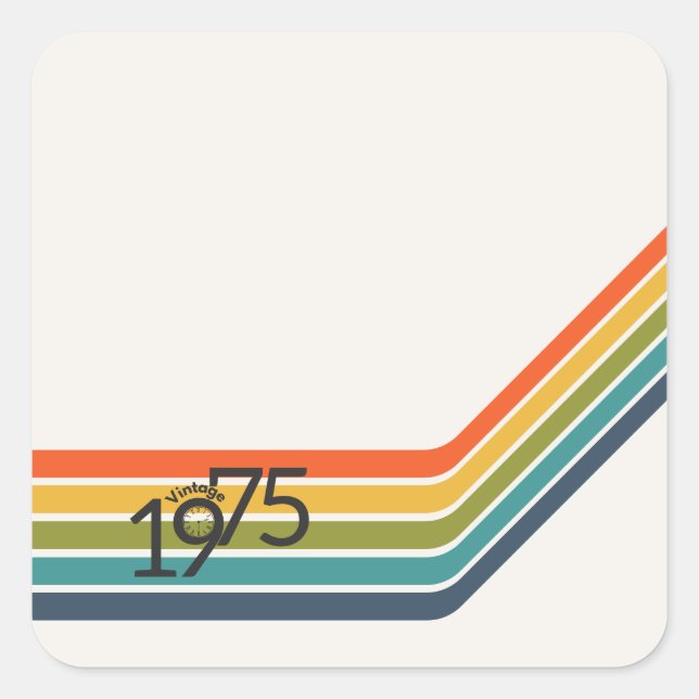 Pegatina Cuadrada Diseño retro vintage de 1975 (Anverso)