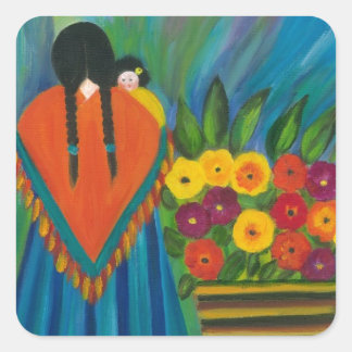 Pegatina Cuadrada Diseño suroeste #1