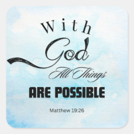 Pegatina Cuadrada Diseño tipográfico de Mateo 19:26