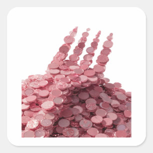 Pegatina Cuadrada Diseño ÚNICO DE MANO DE DINERO Rosa en estilo Viny