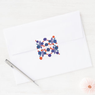 Pegatina Cuadrada Diseño vectorial de flores azules simples