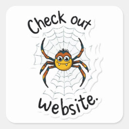 Pegatina Cuadrada Diseño web de Spider - Pun de 'Check out'