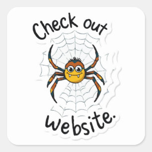 Pegatina Cuadrada Diseño web de Spider - Pun de 'Check out'