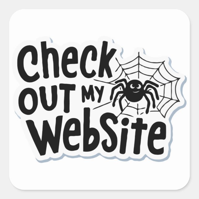 Pegatina Cuadrada Diseño web de Spider - Pun de 'echa un vistazo a m (Anverso)