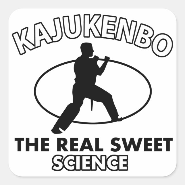 Pegatina Cuadrada Diseños de artes marciales de Kajukenbo (Anverso)