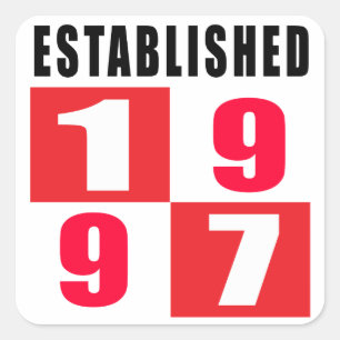 Pegatina Cuadrada Diseños de cumpleaños establecidos en 1997