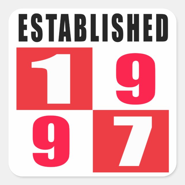 Pegatina Cuadrada Diseños de cumpleaños establecidos en 1997 (Anverso)