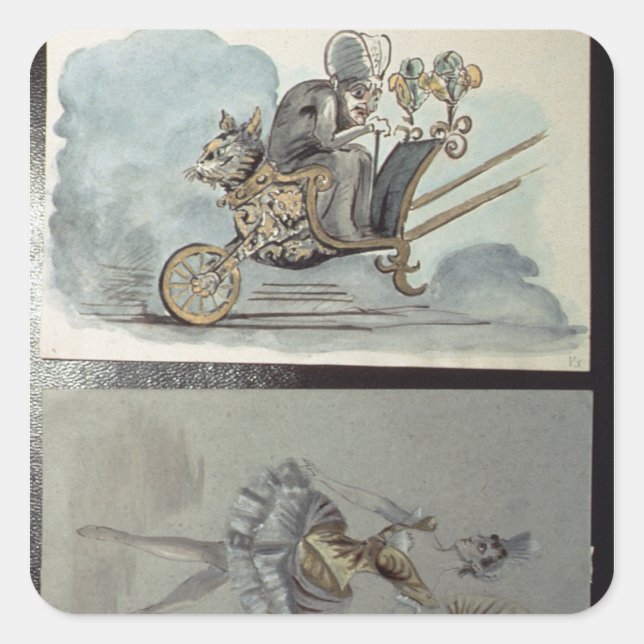 Pegatina Cuadrada Diseños de disfraces para el ballet (Anverso)