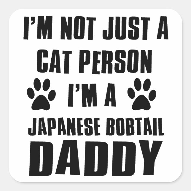 Pegatina Cuadrada Diseños de gato Bobtail japonés (Anverso)