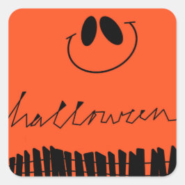 Pegatina Cuadrada Diseños de Halloween en naranja