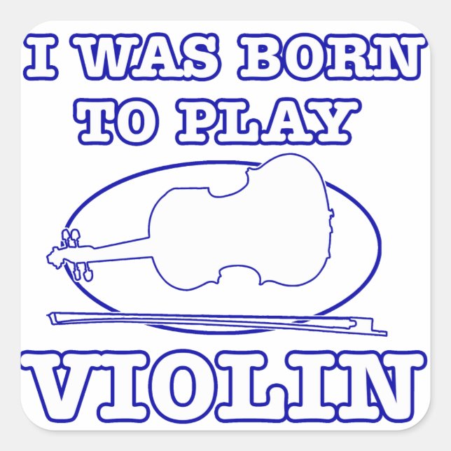 Pegatina Cuadrada diseños de violín (Anverso)