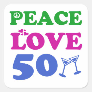 Pegatina Cuadrada diseños del cumpleaños de 50 años