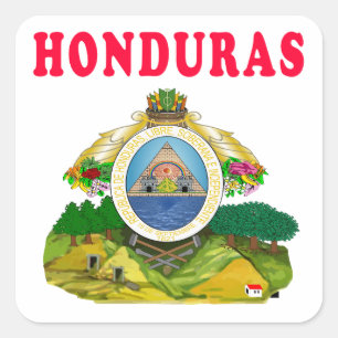 Pegatina Cuadrada Diseños Del Escudo De Armas De Honduras