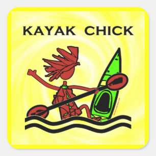 Pegatina Cuadrada Diseños y cosas de Kayak Chick