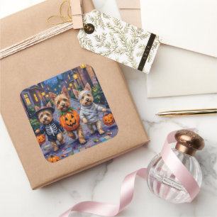 Pegatina Cuadrada Disfraces de Halloween para pedir dulces de Cairn