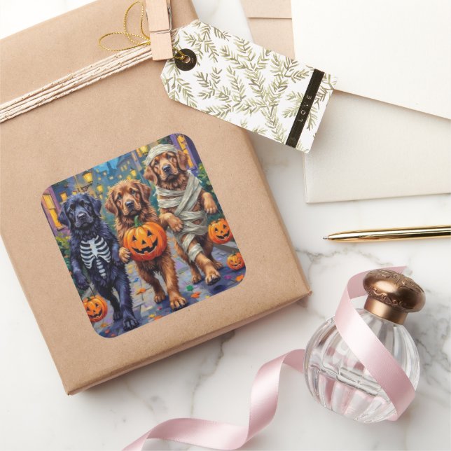 Pegatina Cuadrada Disfraces de Halloween para pedir dulces de Terran (Regalar)