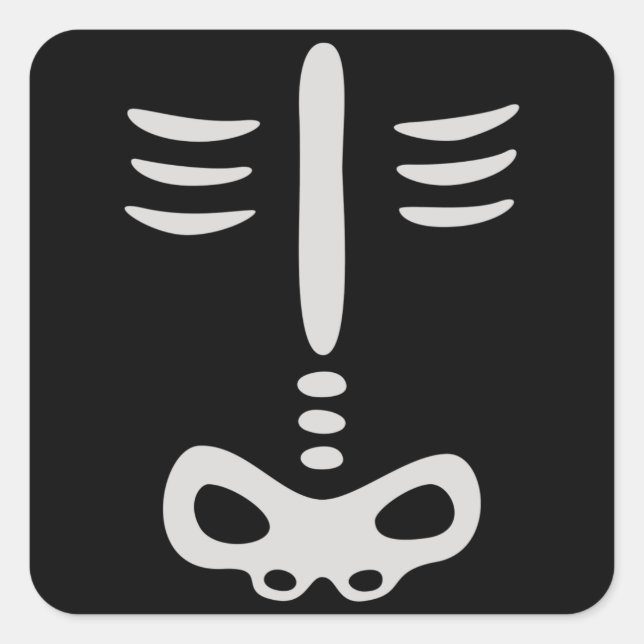 Pegatina Cuadrada Disfraz de esqueleto para niños de Halloween (Anverso)