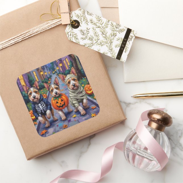 Pegatina Cuadrada Disfraz de Halloween más aterrador (Regalar)