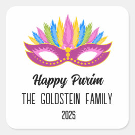 Pegatina Cuadrada Disfraz de máscaras púrpuras