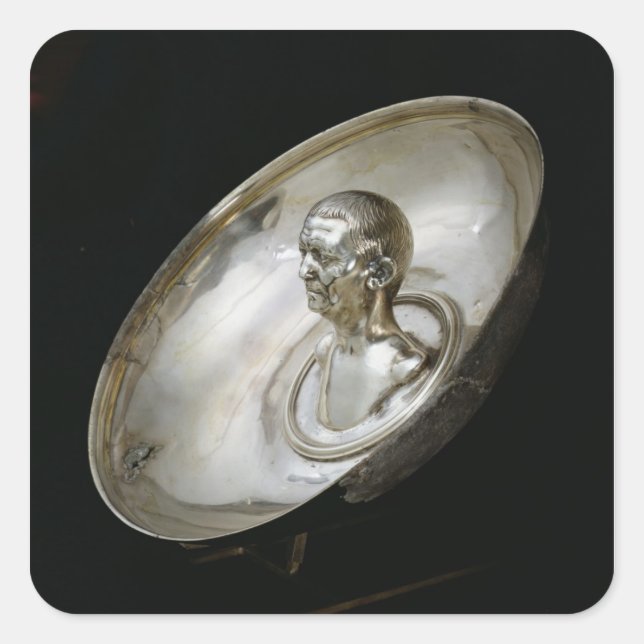 Pegatina Cuadrada Dish con el busto de un hombre adentro (Anverso)
