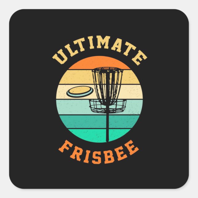 Pegatina Cuadrada Disk Golf Ultimate Frisbee (Anverso)