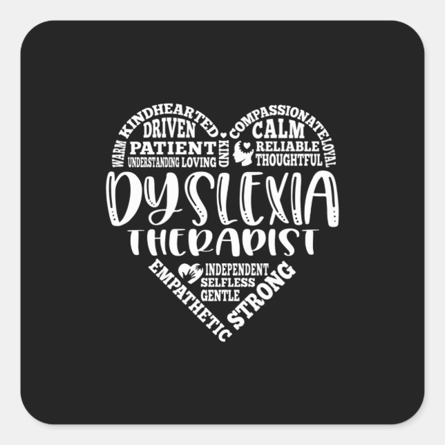 Pegatina Cuadrada Dislexia Terapia, dislexia, disléxica (Anverso)