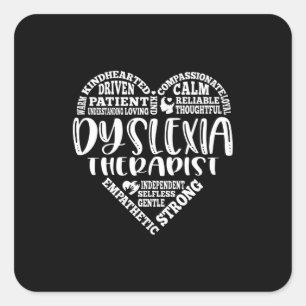 Pegatina Cuadrada Dislexia Terapia, dislexia, disléxica