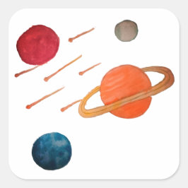 Pegatina Cuadrada Disparando estrellas en el espacio