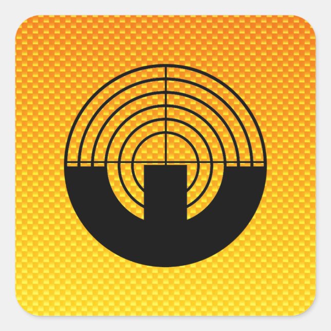 Pegatina Cuadrada Disparo deportivo Naranja amarillo (Anverso)