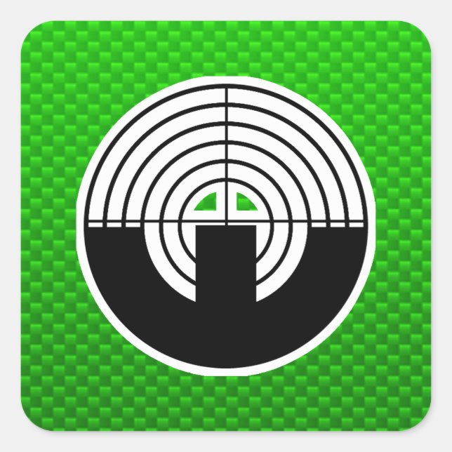 Pegatina Cuadrada Disparo deportivo verde (Anverso)